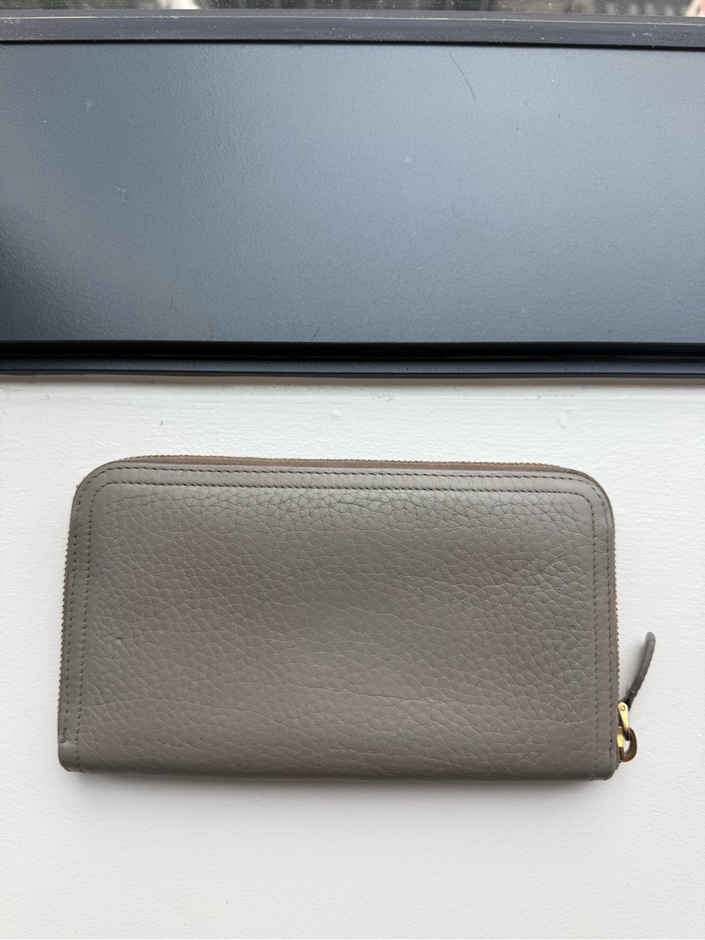Prada Taupe Leather Zip-Around Wallet with Gold Hardware - Picture 6 of 12
